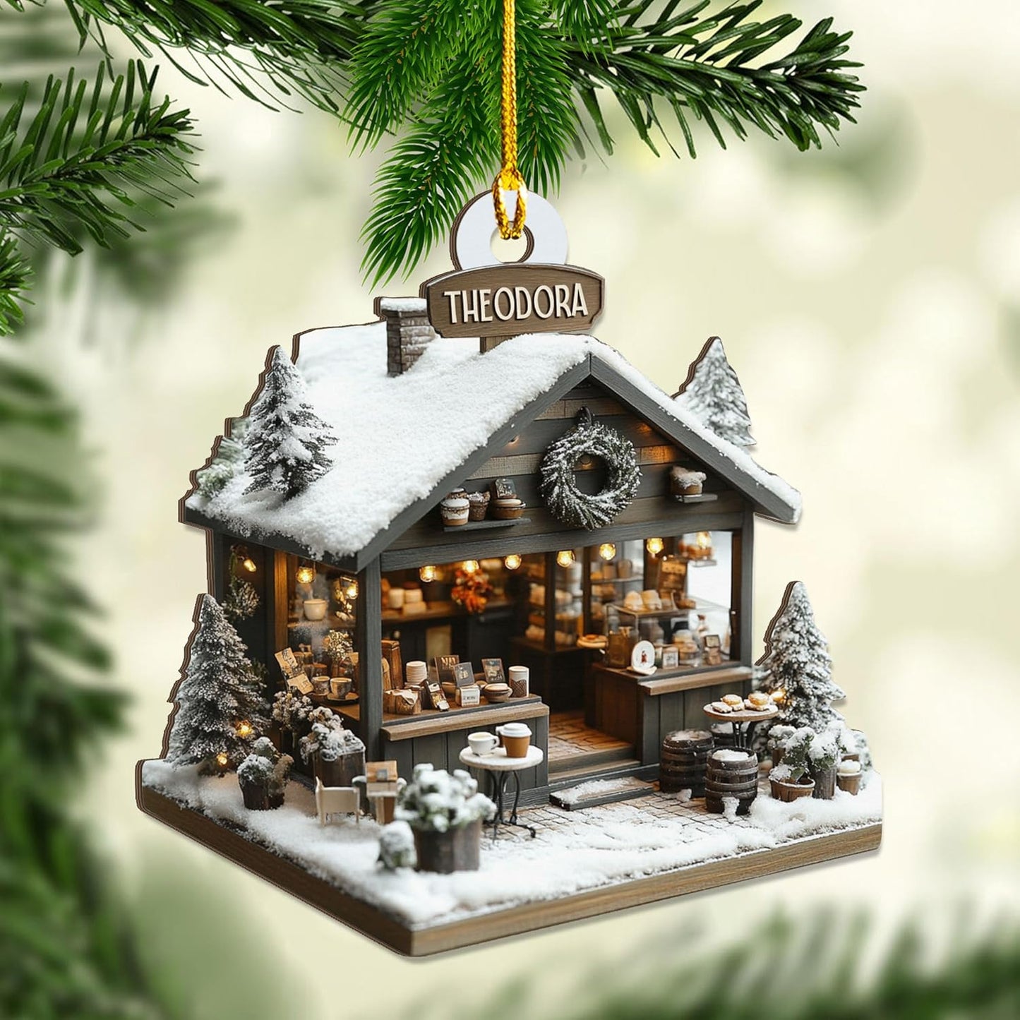 Personalized Coffee House Ornament – Unique Holiday Keepsake for Coffee Lover TC19