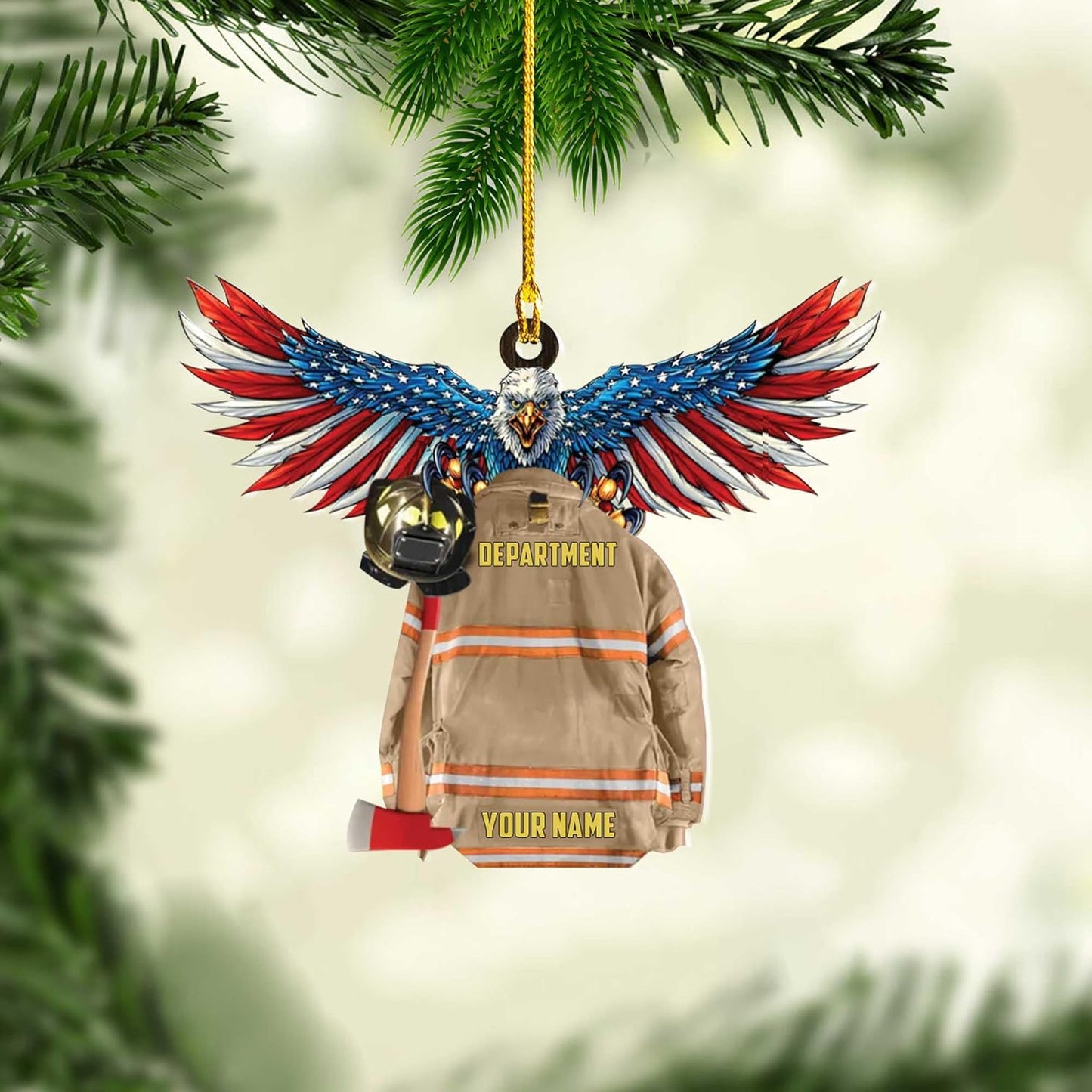 Personalized Firefighter Uniform Christmas Ornament Style 10