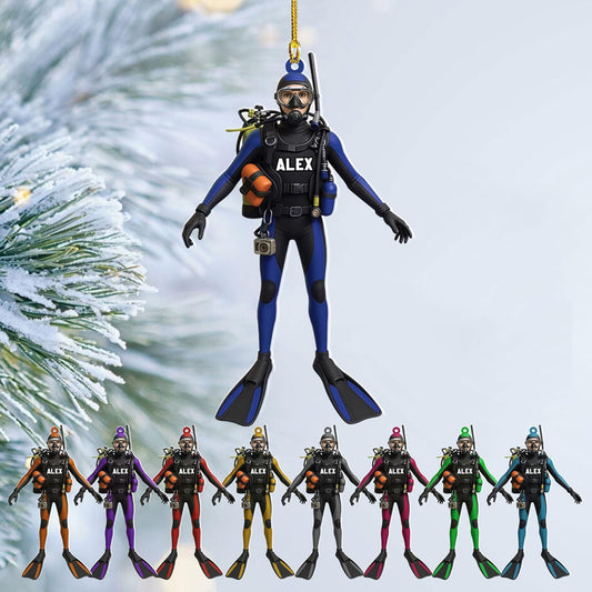 Custom Scuba Diver Ornament – Personalized Acrylic Christmas Tree Decoration, Gift for Divers and Swimmers TSD25