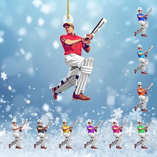 Personalized Cricket Christmas Ornament 2025, Custom Cricket Bat Ornament NO5