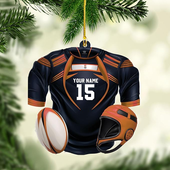 Personalized Rugby Player Christmas Gift for Sports Lovers - Rugby Ornament LL29