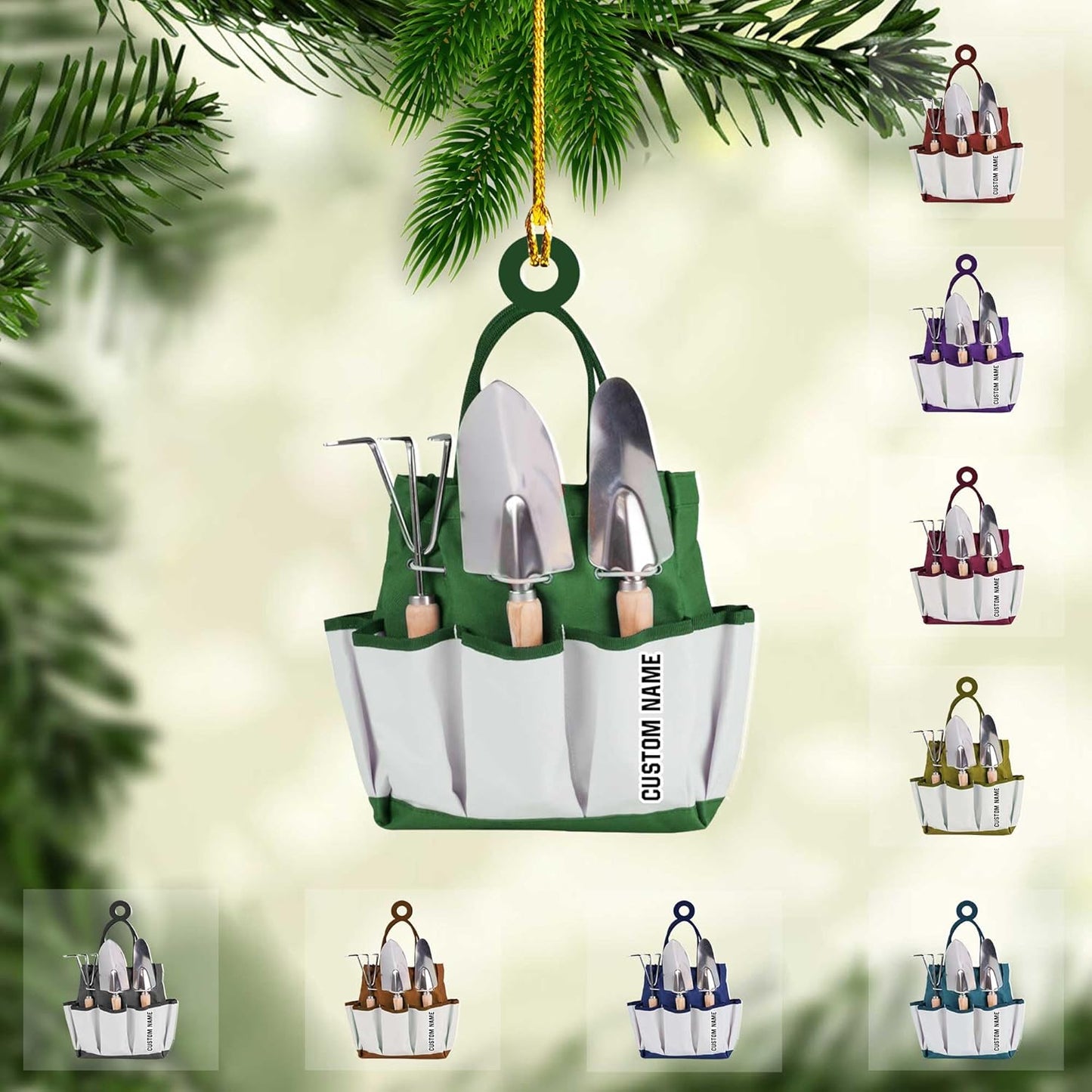 Personalized Gardening Acrylic Ornament – Custom Name Garden Tools Christmas Tree Decoration for Gardeners & Plant Lovers TG10