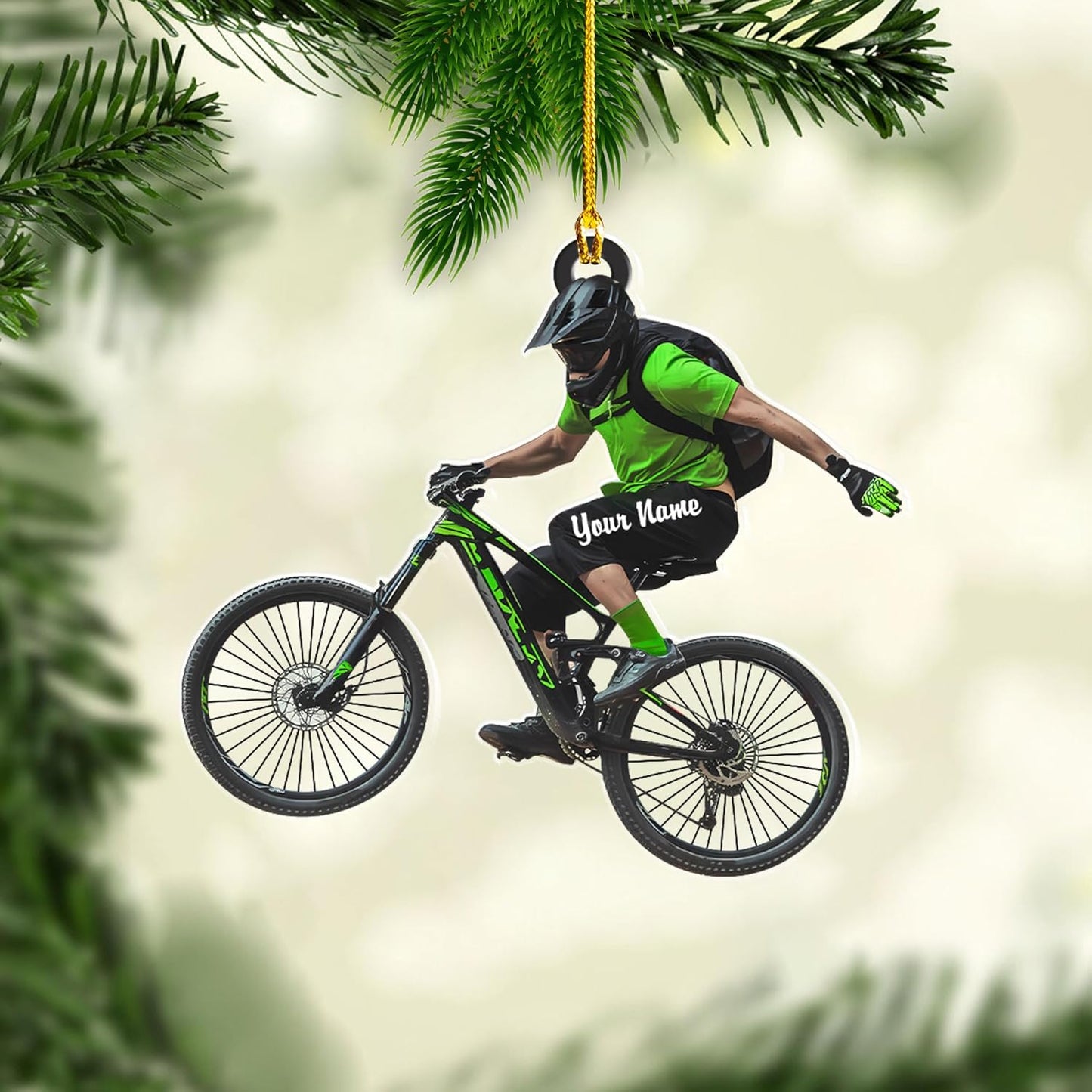 Custom Name Mountain Biking Ornament – Personalized Acrylic Cycling Christmas Gift, Sport Holiday Keepsake TB25