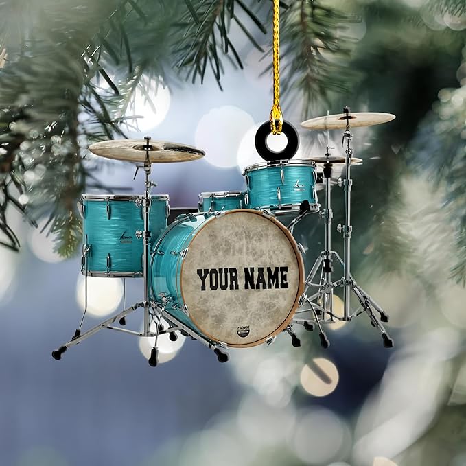 Personalized Drum Set Ornament - Custom Acrylic Christmas Gift for Drummers & Music Lovers (LL2)