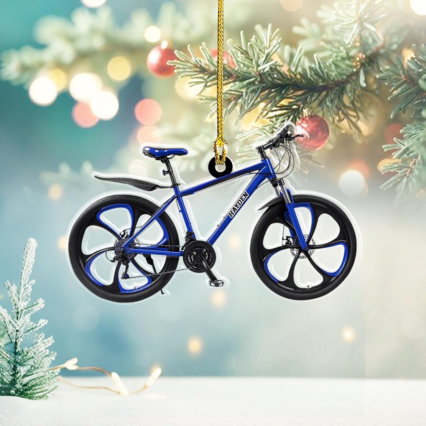 Custom Name Cycling Acrylic Ornament – Personalized Bike Gift, Christmas Tree Keepsake for Cycling Enthusiasts TC37