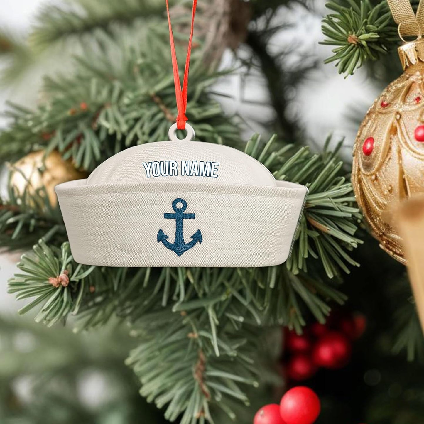 Personalized Sailor Ornament – Custom Captain Sailor Acrylic Ornament, Unique Sailing Glass Keepsake, Navy Captain Holiday Gift for Sailors TS11