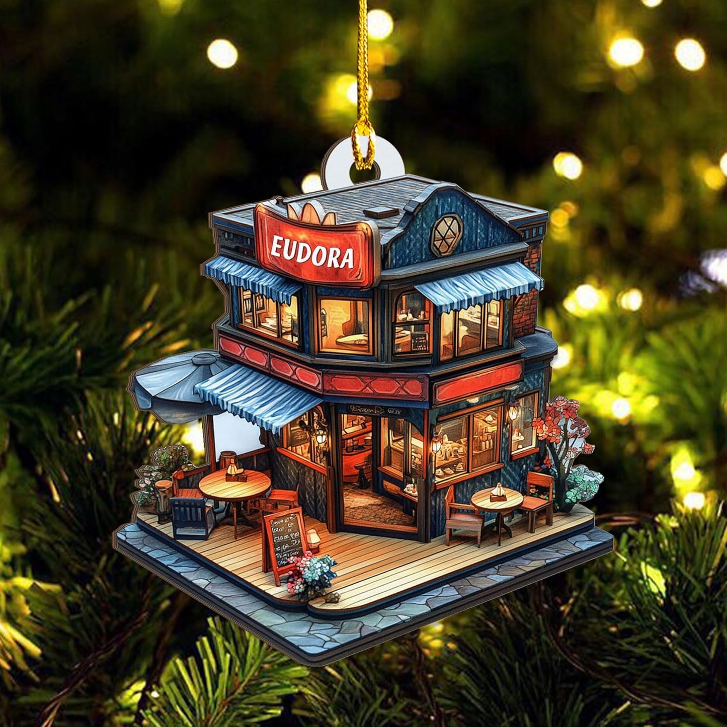 Personalized Coffee House Ornament – Unique Holiday Keepsake for Coffee Lover TC20
