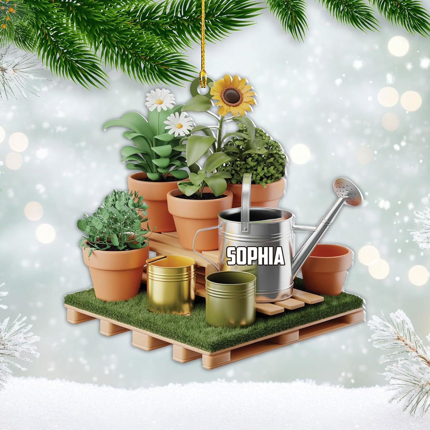Custom Name Garden Equipment Ornament | Gardener Christmas Tree Decor Gift for Plant & Nature Lovers TG74