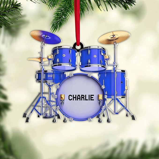 Custom Drum Set Ornament - Acrylic Christmas Gift for Drummers & Music Lovers LL11