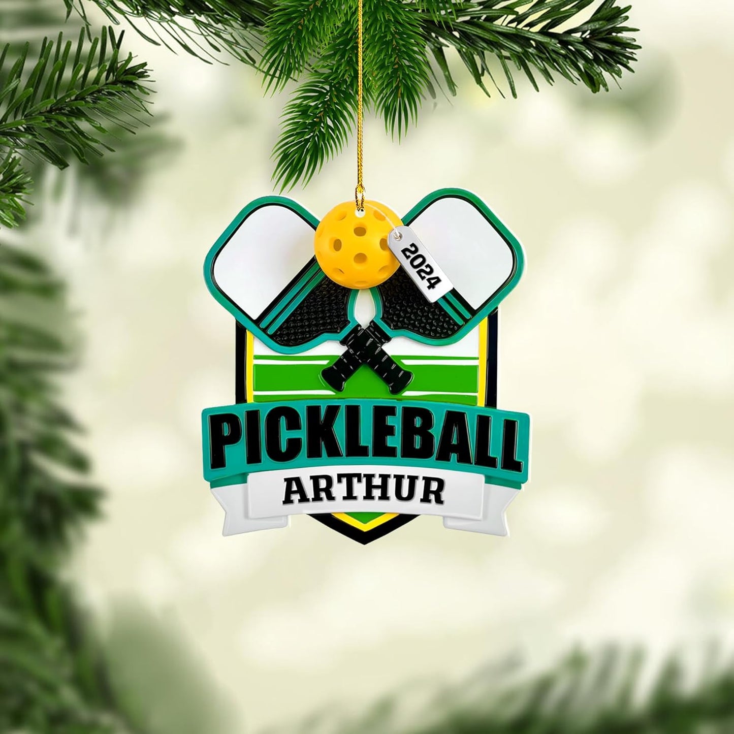 Personalized Pickleball Ornament – Custom Name & Year Paddle and Ball Christmas Ornament 8