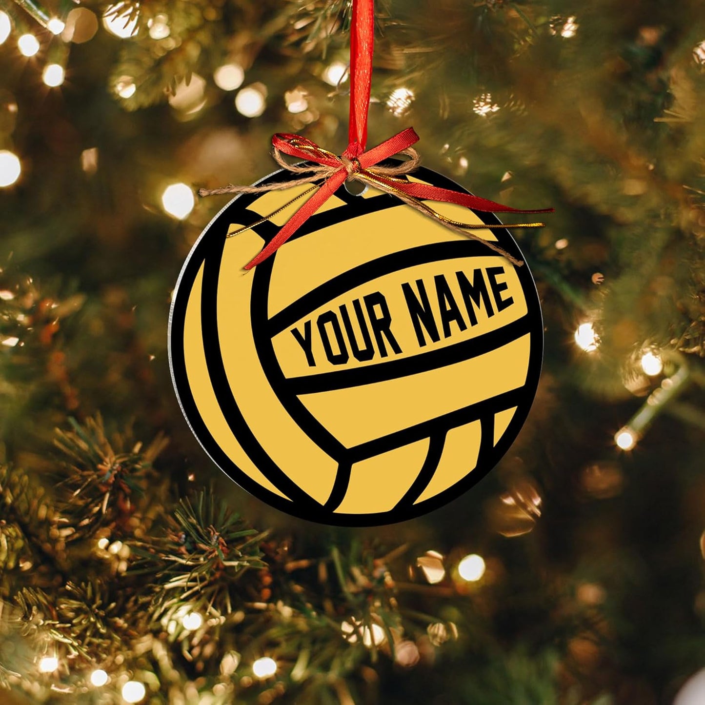 Custom Name Water Polo Ball Christmas Ornament – Personalized Water Polo Ball Ornament, Sport Holiday Tree Decoration, Gift for Water Polo Players TW2