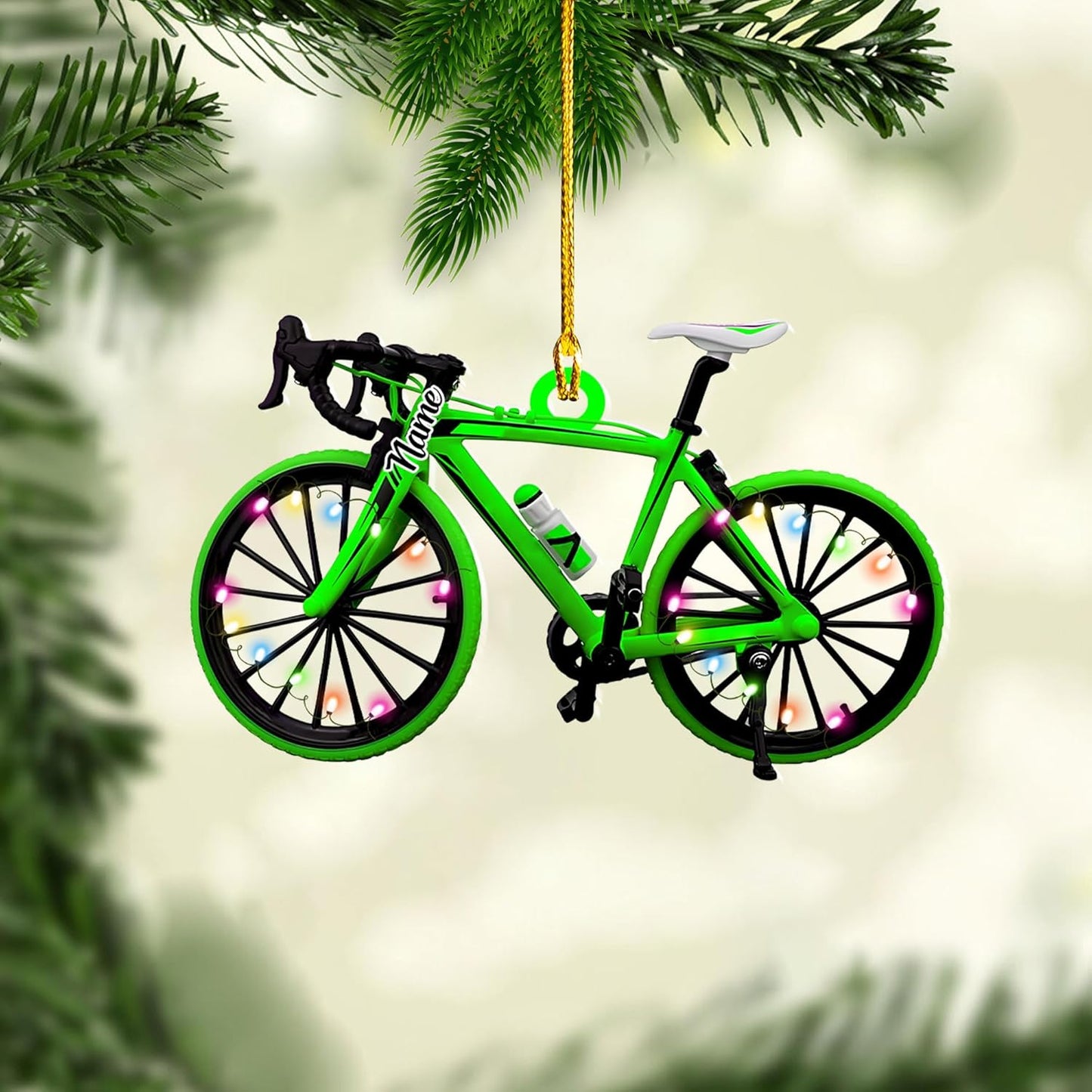 Custom Name Cycling Acrylic Ornament – Personalized Bike Gift, Christmas Tree Keepsake for Cycling Enthusiasts TC17