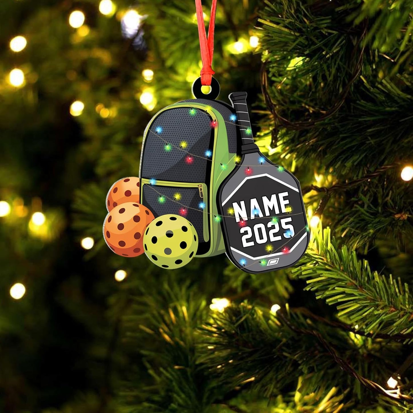 Custom Name and Year Pickleball Bag Ornament – Pickleball Christmas Ornament 3