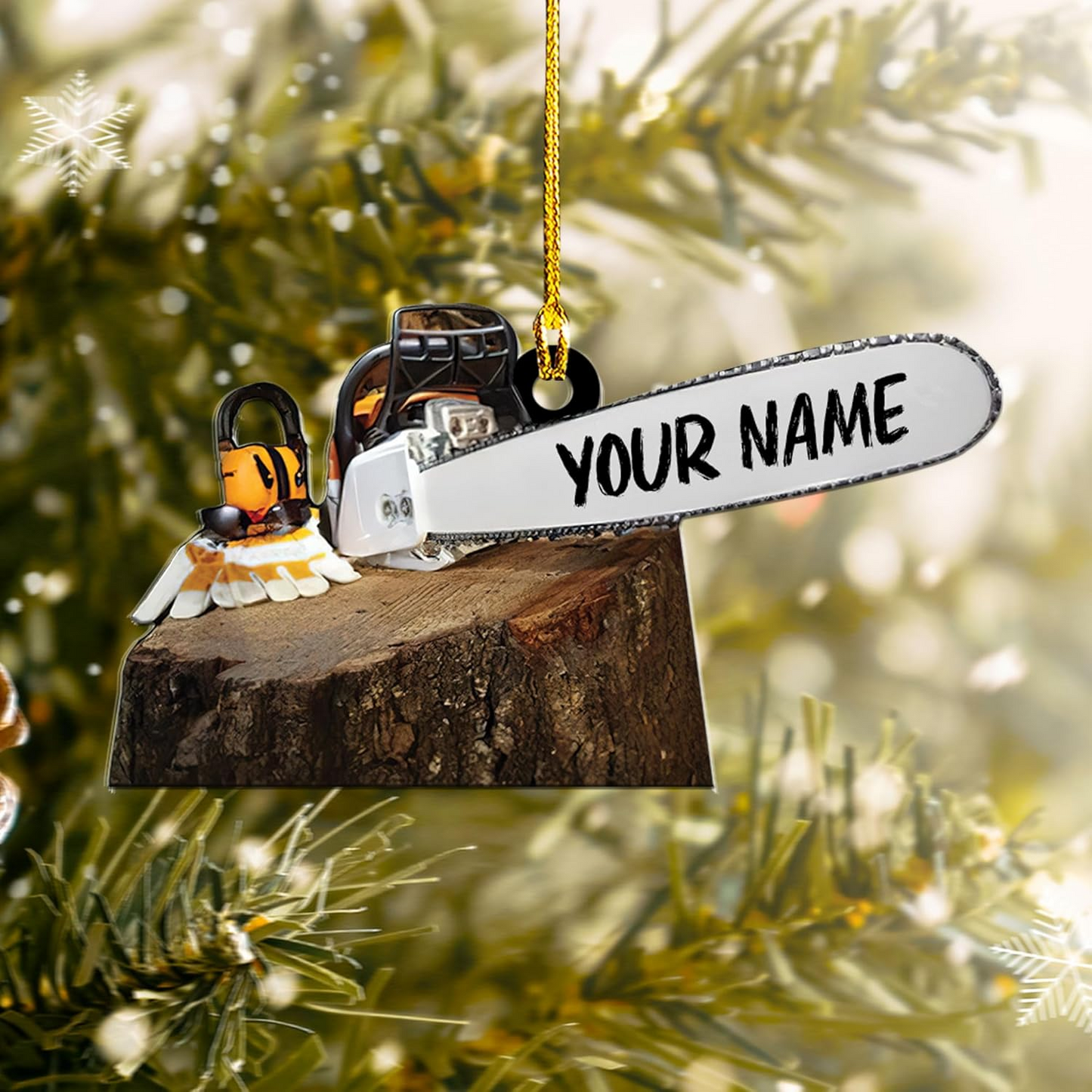 Personalized Chainsaw Ornament – Carpenter Lumberjack Christmas Ornament H4