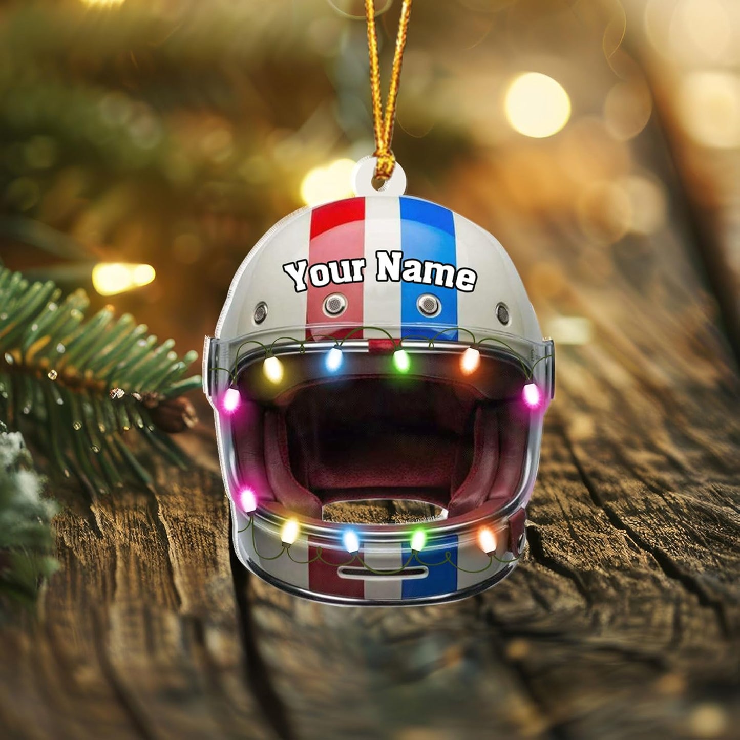 Personalized Helmet Drag Racing Christmas Ornament - Custom Acrylic Hot Rod Engine Gift, Racecar Holiday Tree Keepsake TDR11