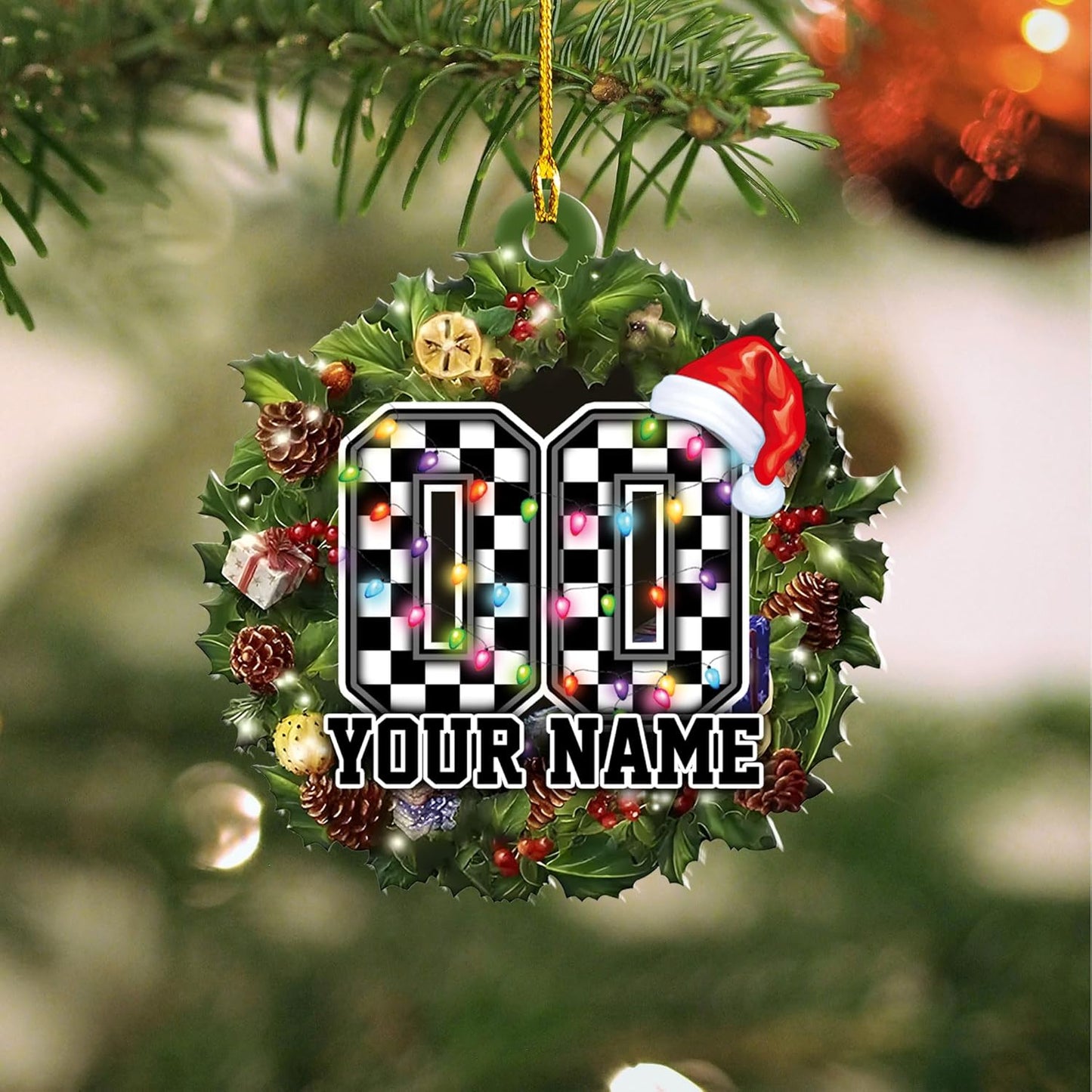 Personalized Racing Car Ornament – Custom Name Acrylic Race Car Christmas Decoration, Car Lover Gift TR12