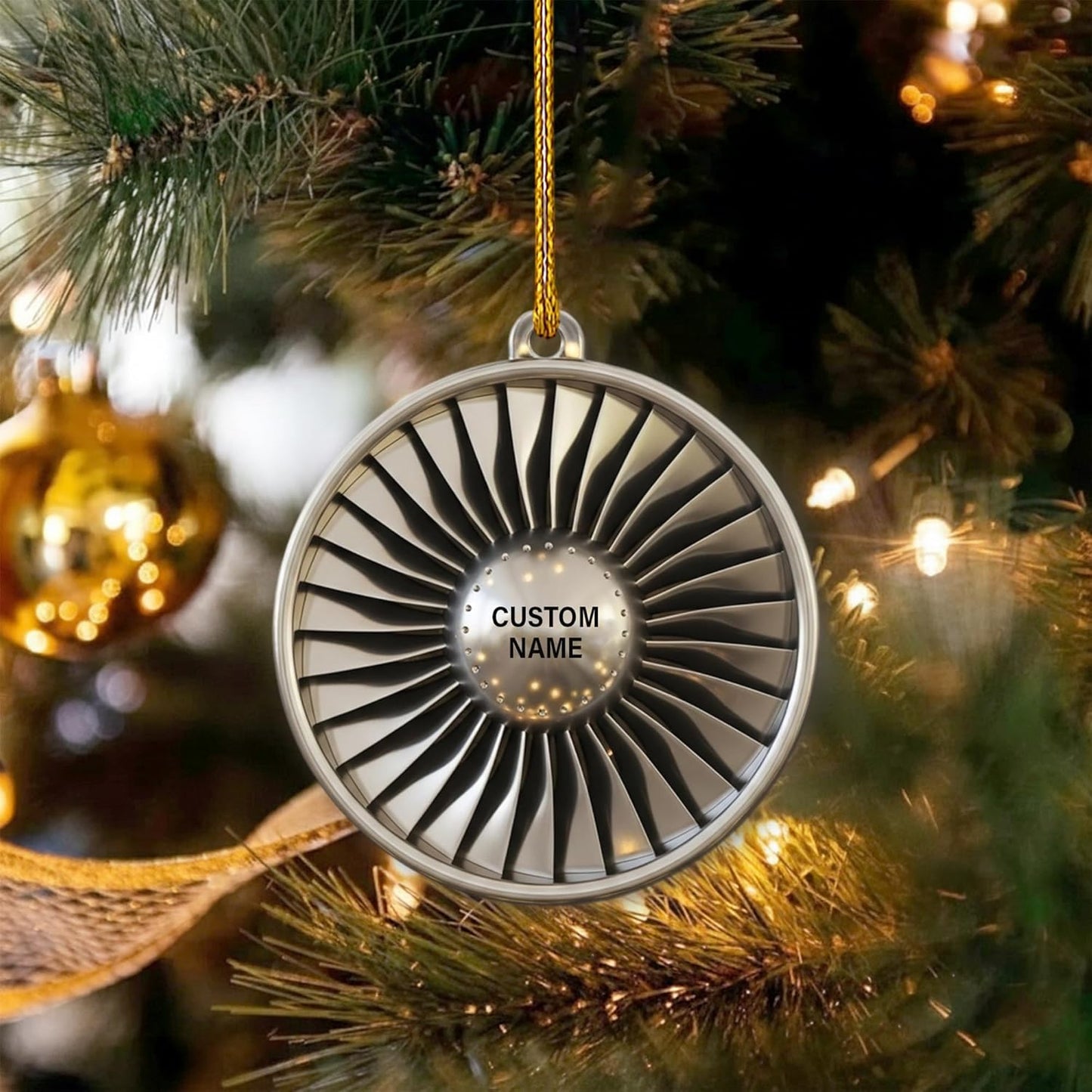 Custom Name Pilot Jet Engine Christmas Ornament