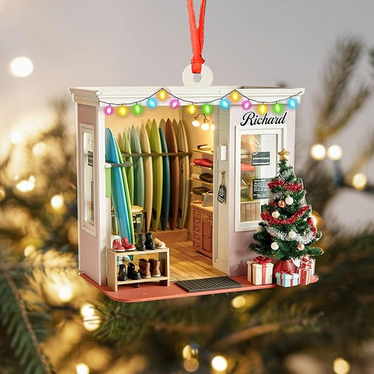 Personalized Surfboard Christmas Ornament - Surfing Tree Decoration Gift for Surfers LL20