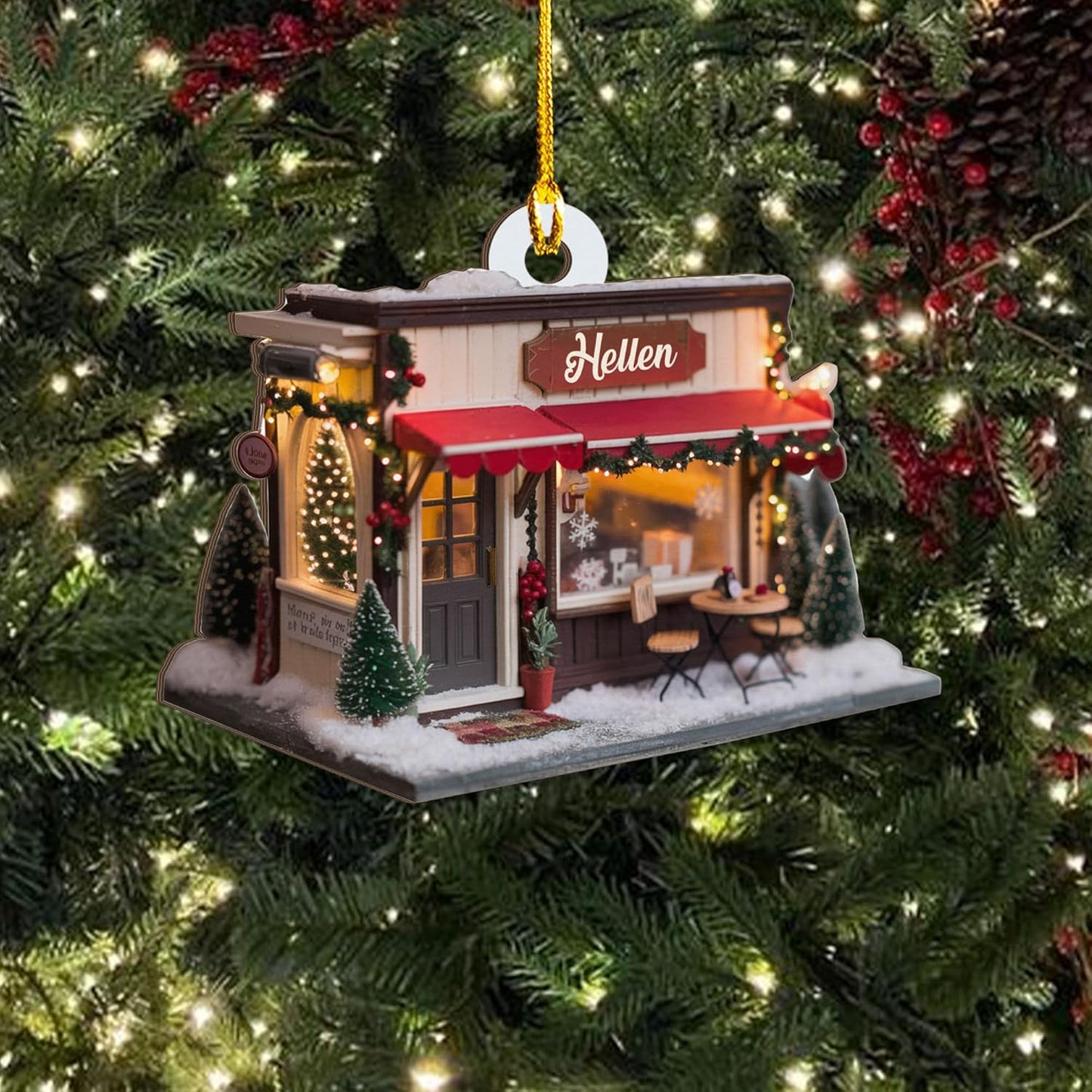 Personalized Coffee House Ornament – Unique Holiday Keepsake for Coffee Lover TC22