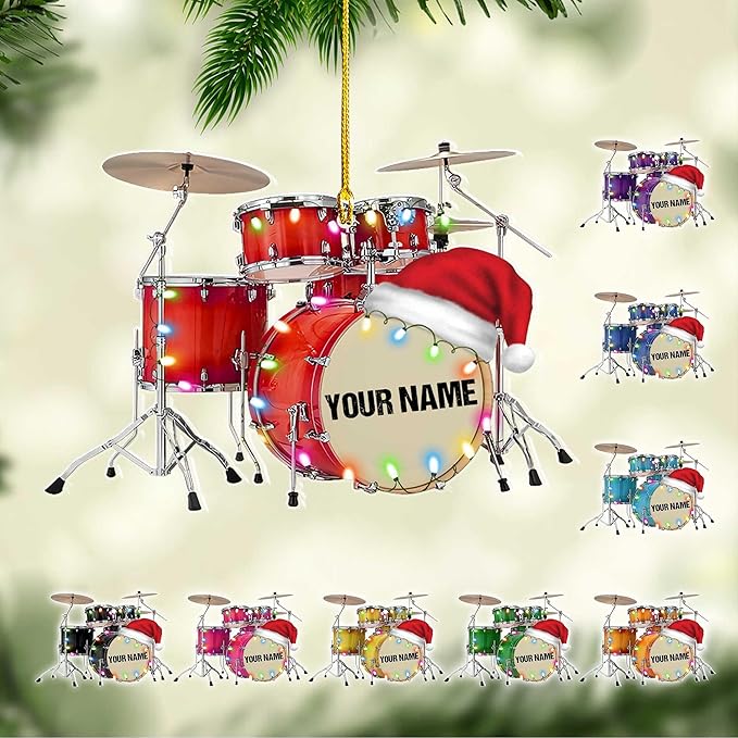 Custom Drum Set Ornament - Acrylic Christmas Gift for Drummers & Music Lovers LL13