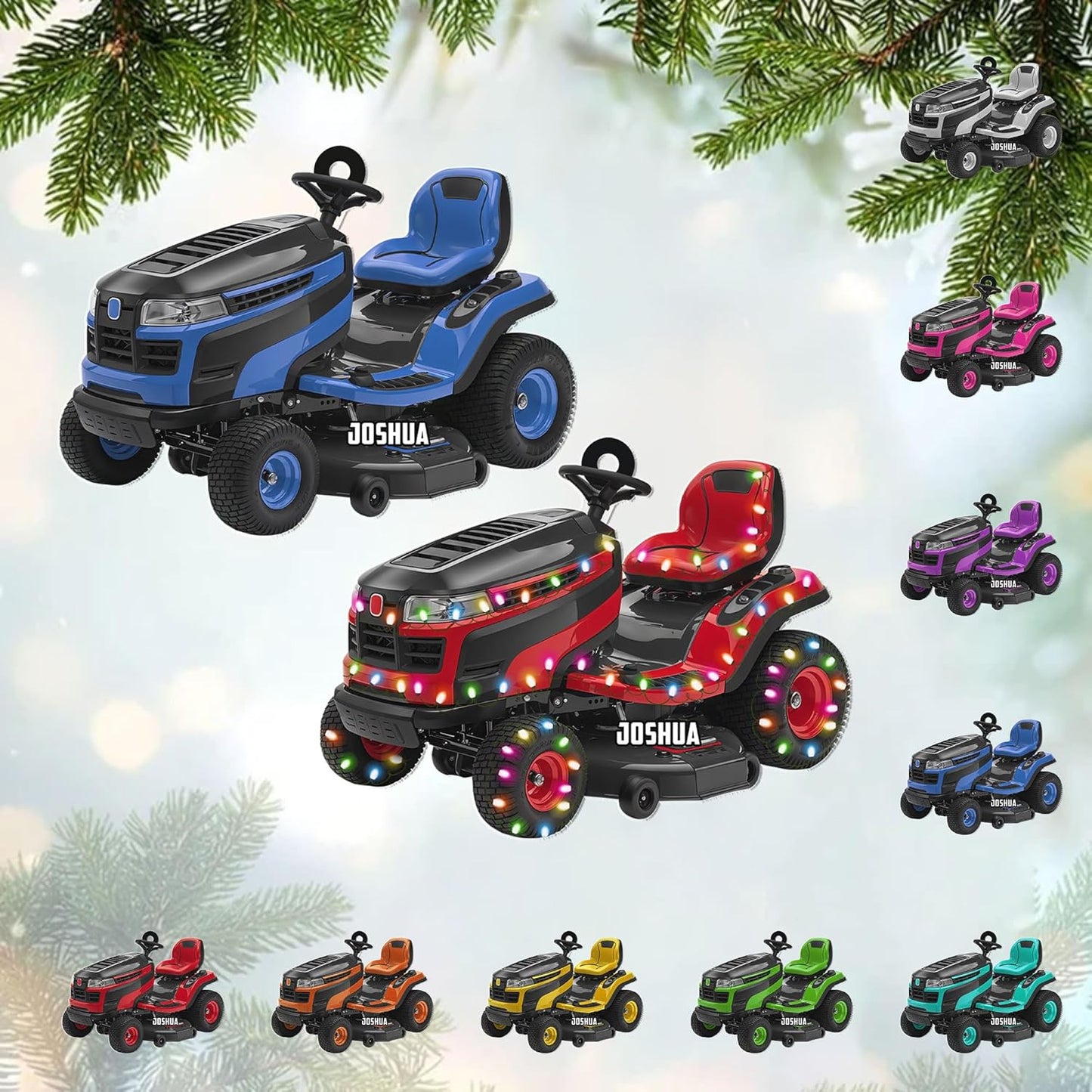 Personalized Lawn Mower Christmas Ornament | Custom Name Gardening Holiday Keepsake Gift for Gardeners & Lawn Care Workers TG64