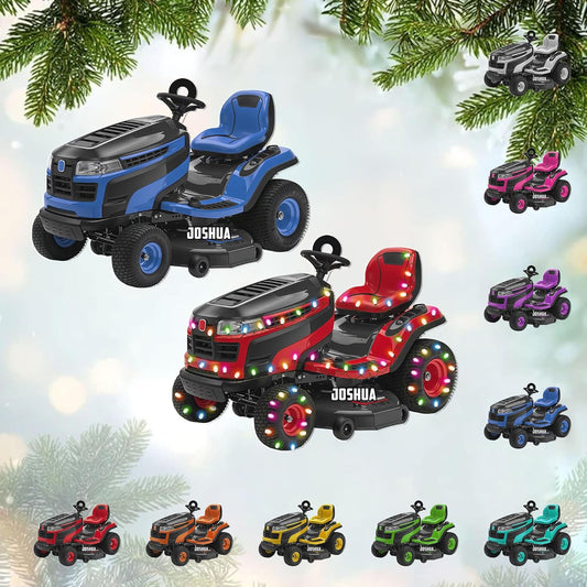 Personalized Lawn Mower Christmas Ornament | Custom Name Gardening Holiday Keepsake Gift for Gardeners & Lawn Care Workers TG64