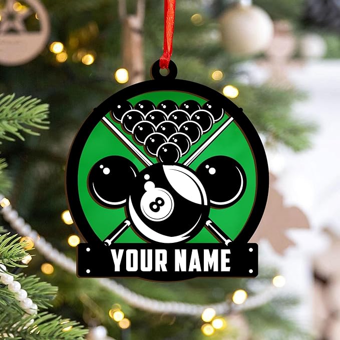 Personalized Billiards Ornament 2025, Billiards Christmas Ornaments N19