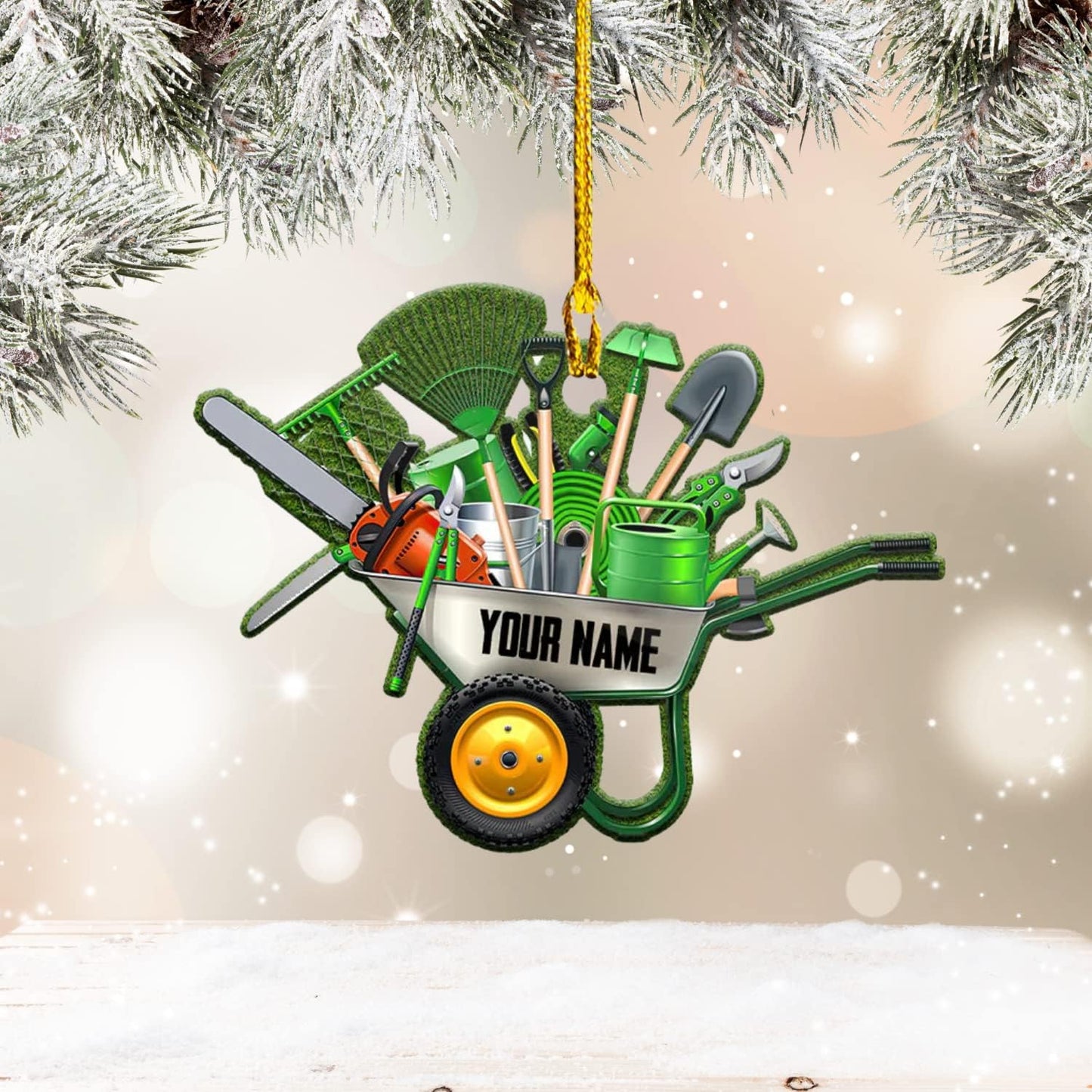 Custom Name Lawn Mower Christmas Ornament | Personalized Gardening Holiday Keepsake Gift for Gardeners & Lawn Care Workers TG70
