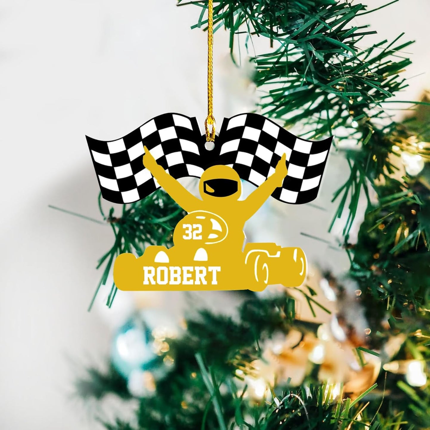 Personalized Race Car Christmas Ornament – Custom Acrylic Car Lover Gift, Racing Tree Decoration TR33