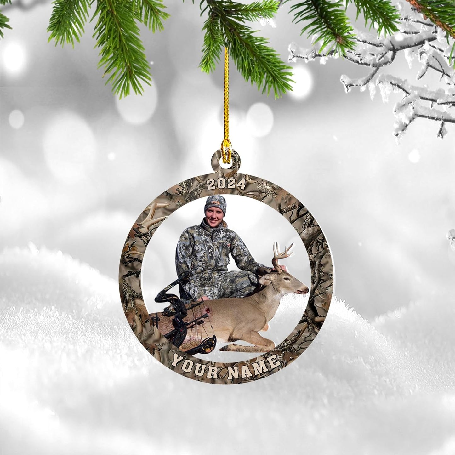 Personalized Hunting Ornament, Hunter Christmas Acrylic Ornament 2025 T01