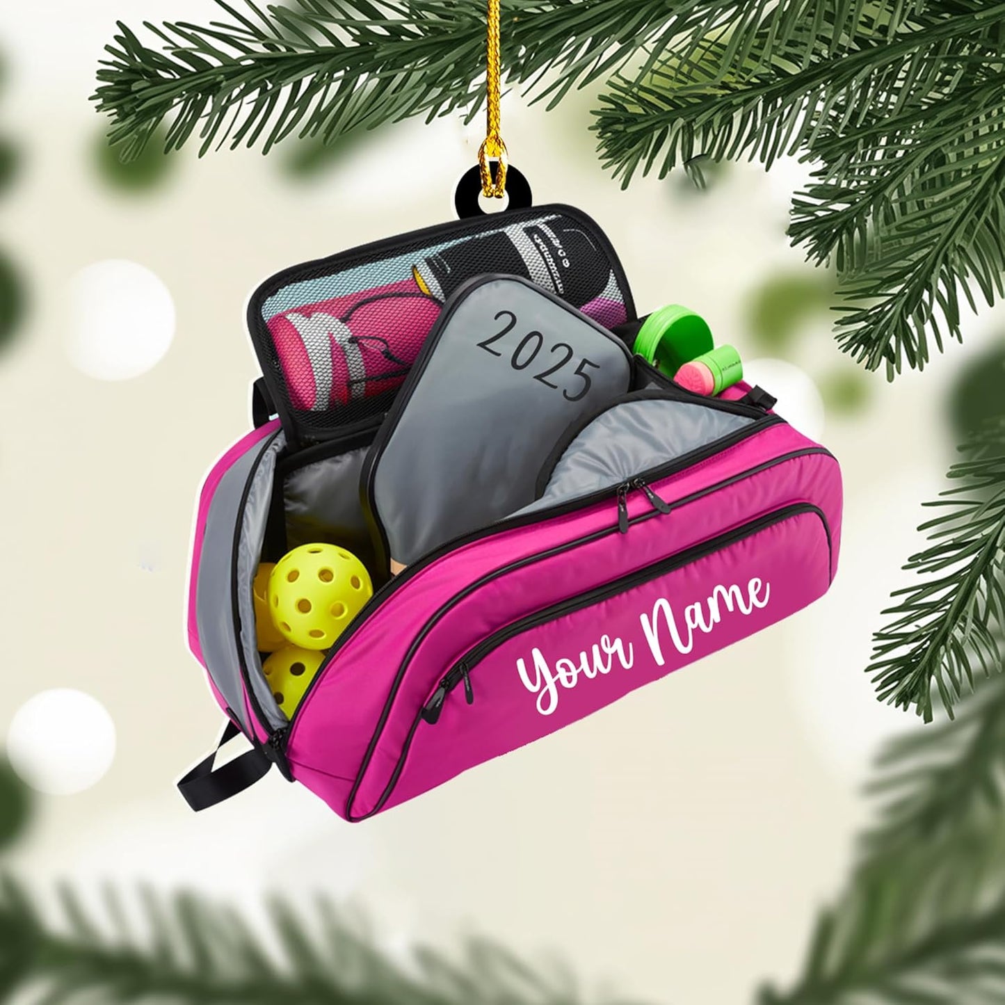 Custom Name and Year Pickleball Bag Ornament – Pickleball Christmas Ornament 5