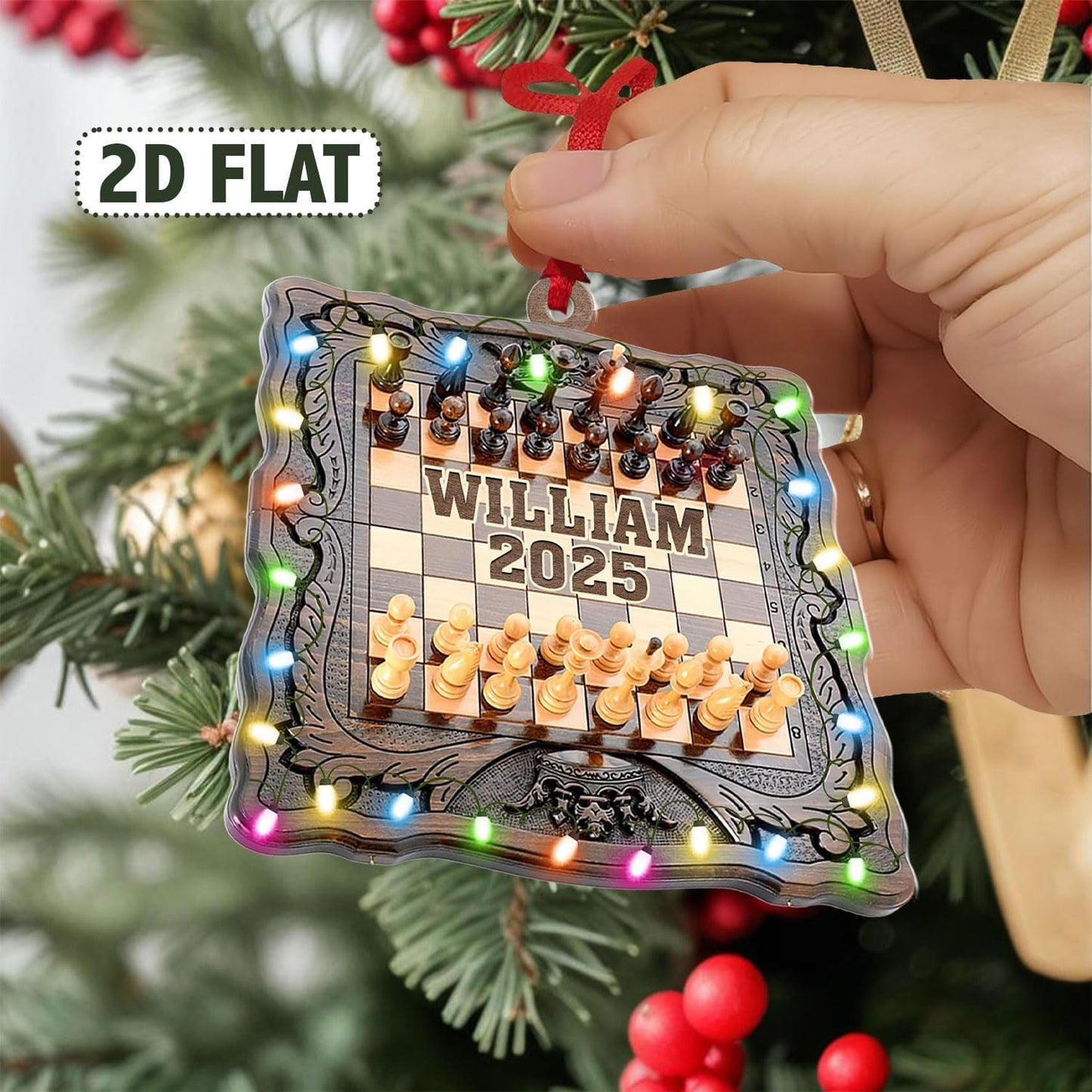 Personalized Name Chess Ornament Gift for Men Women Chess Team Player N24