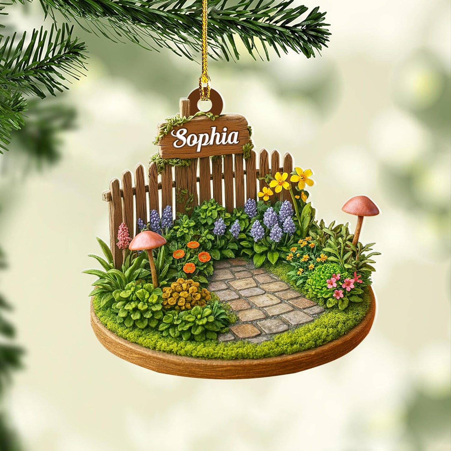 Personalized Gardening Acrylic Ornament – Custom Name Garden Tools Christmas Tree Decoration for Gardeners & Plant Lovers TG7