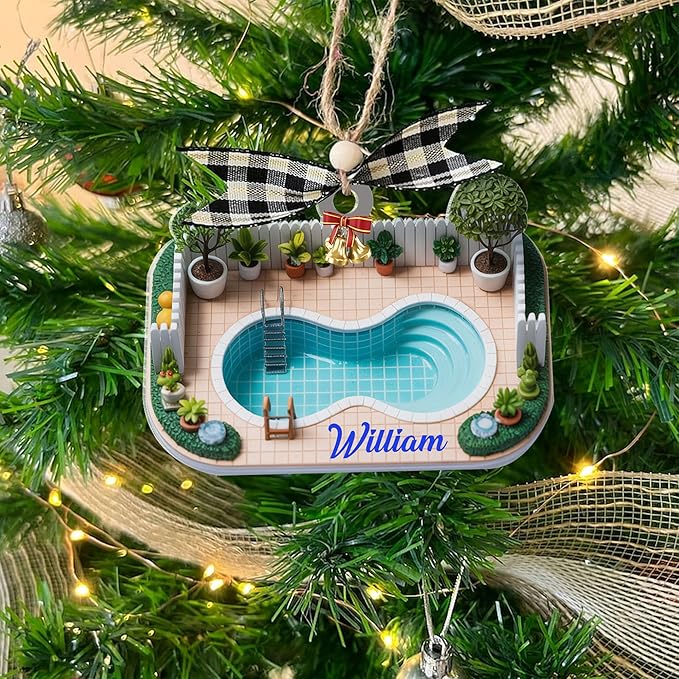Custom Swimming Ornament - Swimmer Christmas Gift for Boys, Girls & Pool Lovers LL26