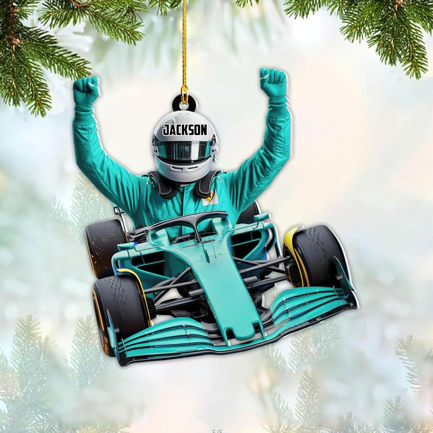 Custom Race Car Christmas Ornament – Personalized Acrylic Racing Car Decoration, Motorsport Gift for Drivers TR9