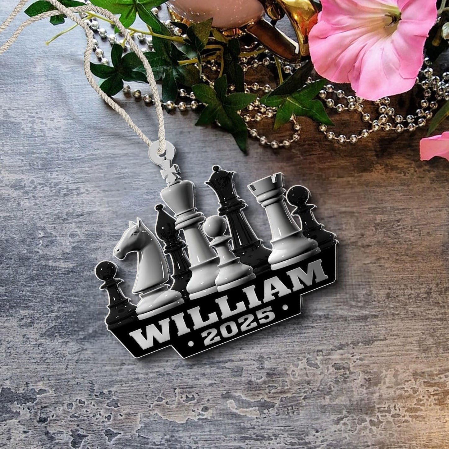 Personalized Name Chess Ornament Gift for Men Women Chess Team Player N14