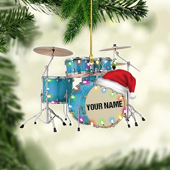 Custom Drum Set Ornament - Acrylic Christmas Gift for Drummers & Music Lovers LL13