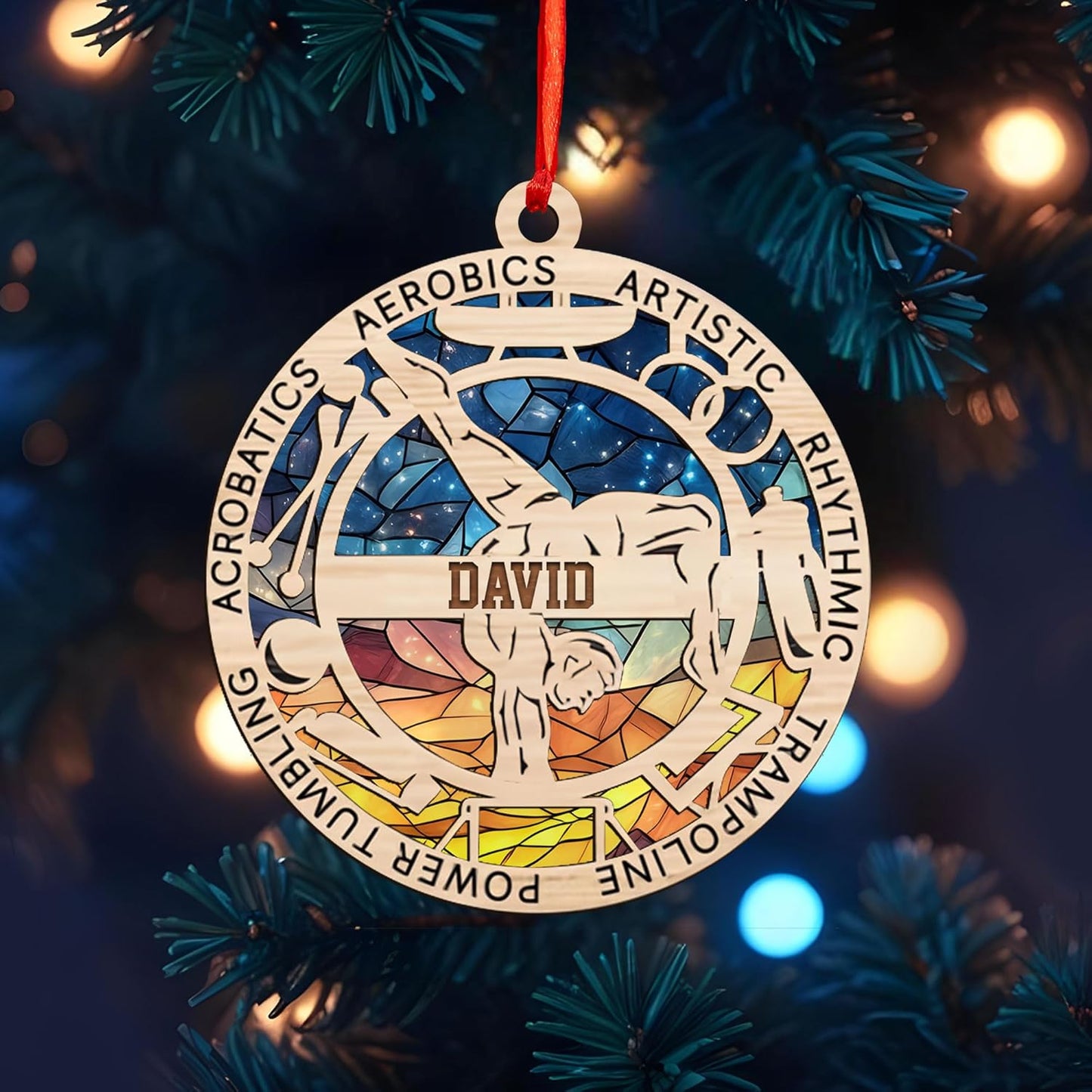 Personalized Name Gymnastics Ornament 2025, Girl Gymnast Ornaments, Wood Ornament for Xmas C10