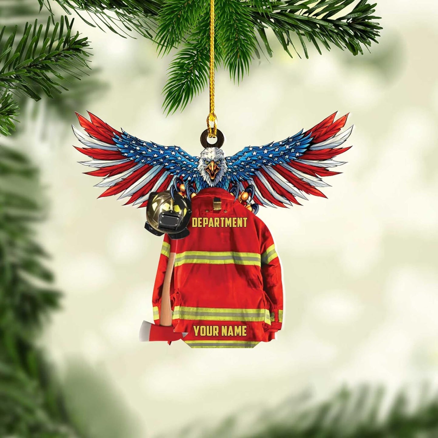 Personalized Firefighter Uniform Christmas Ornament Style 10
