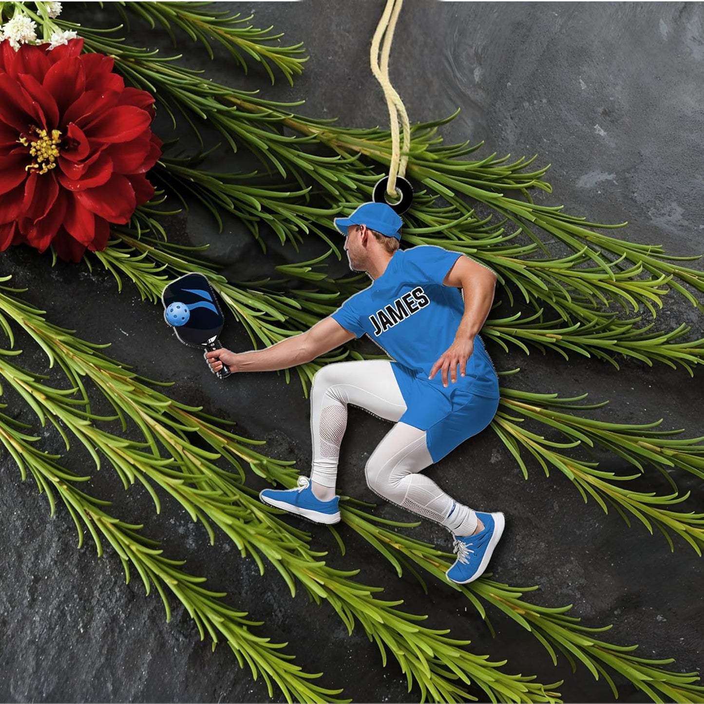 Custom Face & Name Pickleball Player Ornament – Pickleball Christmas Ornament Style 3