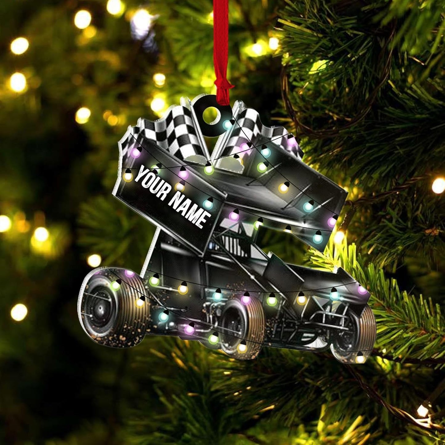 Personalized Hot Rod Ornament – Custom Engine Acrylic Christmas Ornament, Automotive Gift for Mechanics and Drivers TDR14