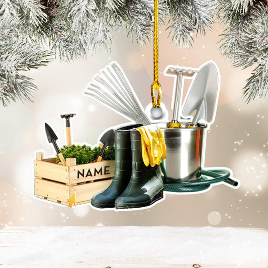 Custom Name Garden Equipment Ornament | Gardener Christmas Tree Decor Gift for Plant & Nature Lovers TG90