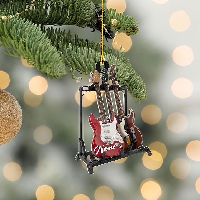 Custom Electric and Acoustic Guitar Christmas Ornament - Guitar Ornament Gift LL25