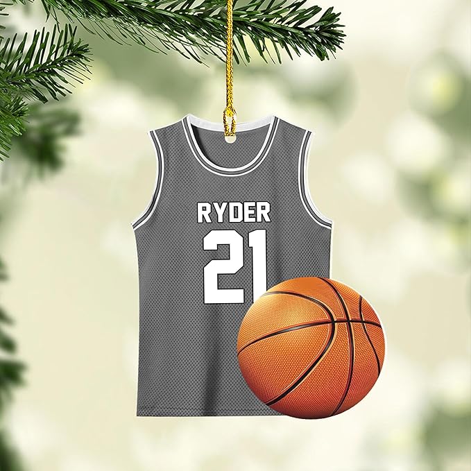 Personalized Basketball Christmas Ornament – Custom Name Acrylic Ornament, Sports Holiday Decoration, Basketball Player Gift N01
