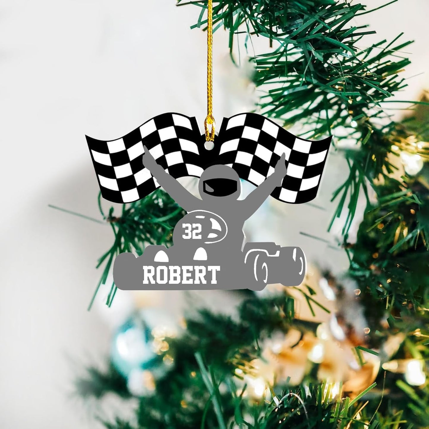 Personalized Race Car Christmas Ornament – Custom Acrylic Car Lover Gift, Racing Tree Decoration TR33
