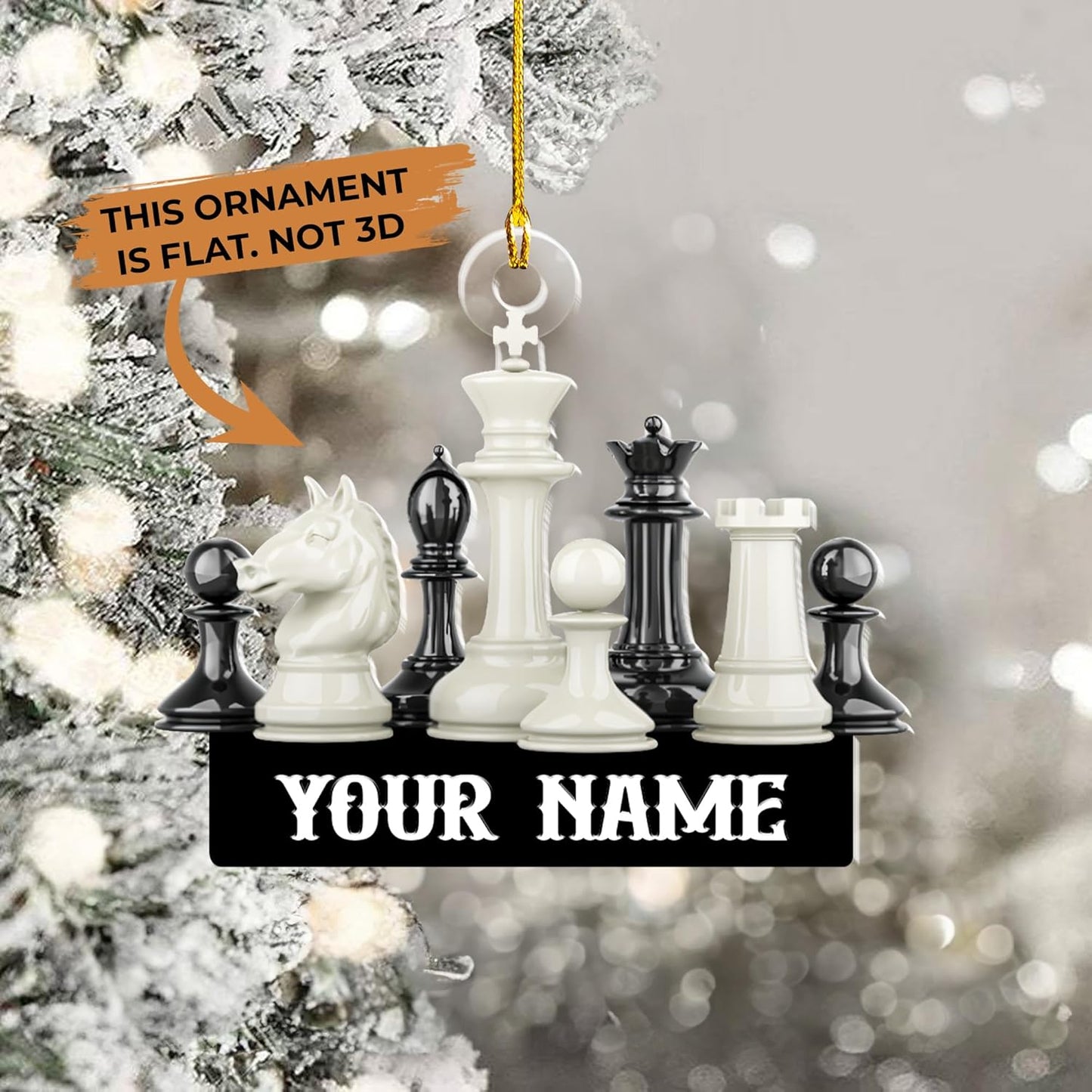 Personalized Name Chess Ornament Gift for Men Women Chess Team Player N30