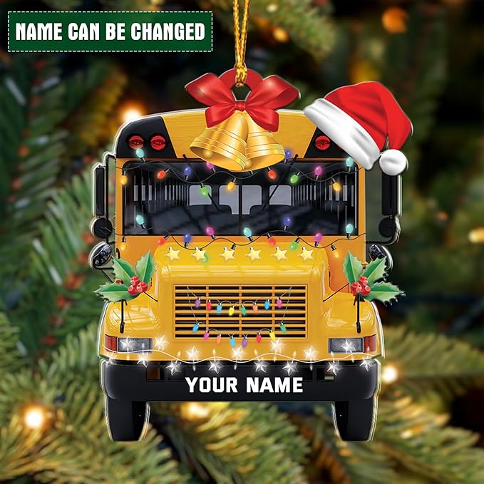 Personalized School Bus Ornament - Bus Driver Christmas Gift L9