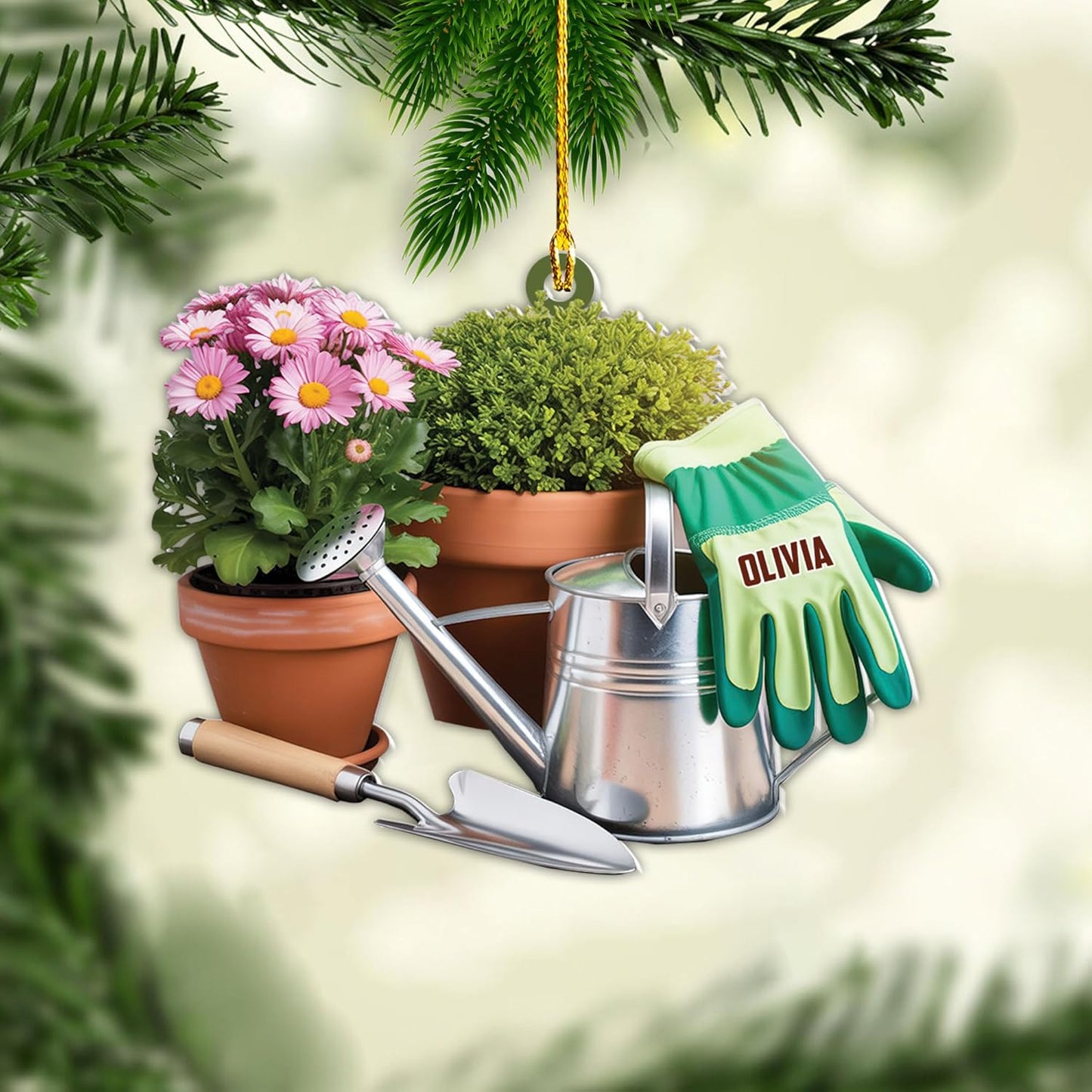 Custom Name Garden Equipment Ornament | Gardener Christmas Tree Decor Gift for Plant & Nature Lovers TG72