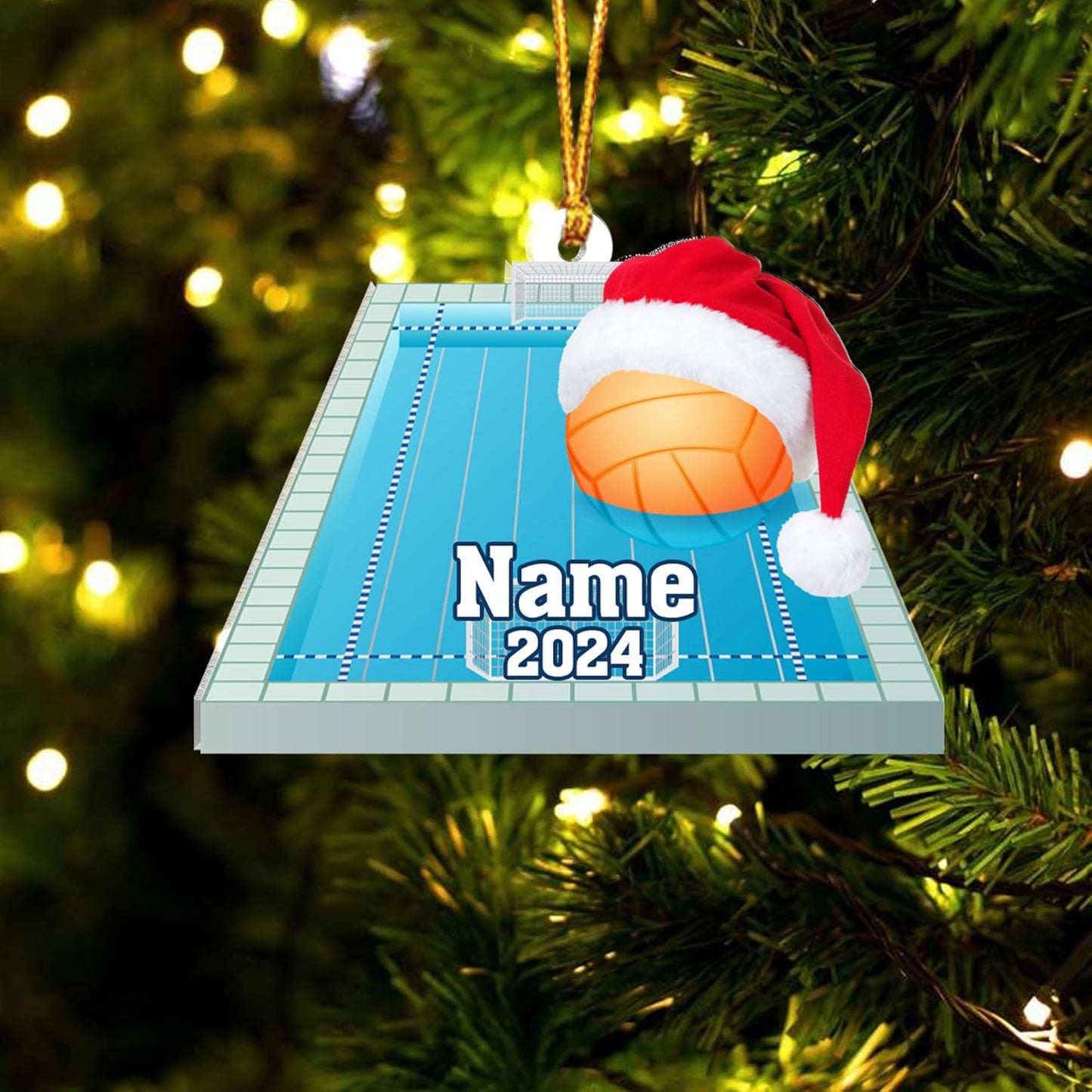 Custom Name Water Polo Ball Christmas Ornament – Personalized Polo Ornament, Sport Holiday Tree Decoration, Gift for Water Polo Players TW06