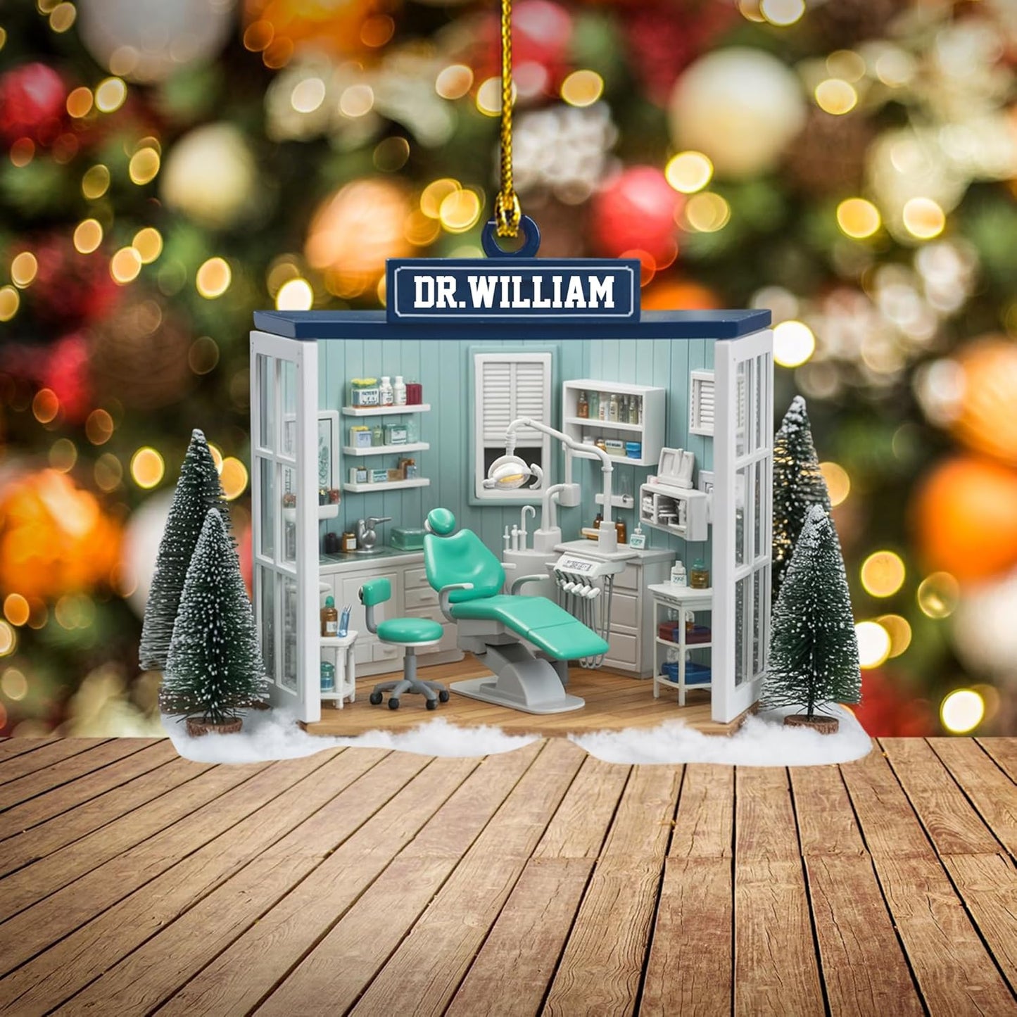 Custom Dentist Office Christmas Ornament Style 2